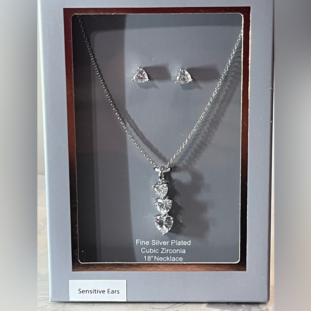 Believe By Brilliance Heart Shaped Necklace And Earrings Set